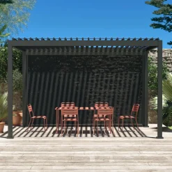 SWEEEK - Pergola bioclimatique gris anthracite – triomphe – 300x400cm. Aluminium. À lames orientables + store 400cm