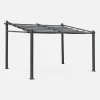 SWEEEK - Pergola murale en aluminium - murum 3x4m - toile grise - tonnelle idéale pour votre terrasse. Toit retractable. Toile coulissante.