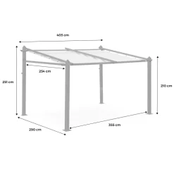 SWEEEK - Pergola murale en aluminium - murum 3x4m - tonnelle toile ecru