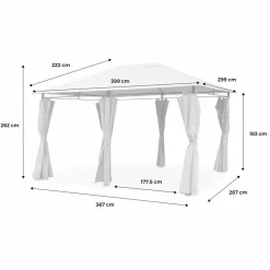 SWEEEK - Tonnelle 3x4 m - divio - toile taupe - pergola avec rideaux. Tente de jardin. Barnum. Chapiteau. Réception