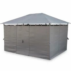 SWEEEK - Tonnelle 3x4 m - divio - toile grise - pergola avec rideaux. Tente de jardin. Barnum. Chapiteau. Réception
