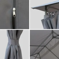 SWEEEK - Tonnelle 3x4 m - divio - toile grise - pergola avec rideaux. Tente de jardin. Barnum. Chapiteau. Réception