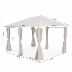 SWEEEK - Tonnelle 3x4 m - divio - toile grise - pergola avec rideaux. Tente de jardin. Barnum. Chapiteau. Réception
