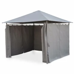 SWEEEK - Tonnelle 3x3 m - elusa - toile grise - pergola avec rideaux. Tente de jardin. Barnum. Chapiteau. Réception