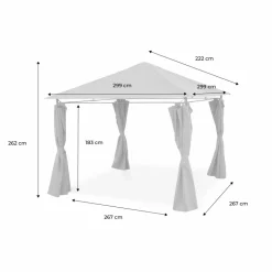 SWEEEK - Tonnelle 3x3 m - elusa - toile grise - pergola avec rideaux. Tente de jardin. Barnum. Chapiteau. Réception