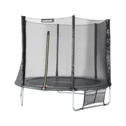 SWEEEK - Trampoline 250 cm. Gris. Avec filet de protection. Bâche. Filet pour chaussures. Kit d鈥檃ncrage
