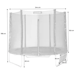 SWEEEK - Trampoline 250 cm. Gris. Avec filet de protection. Bâche. Filet pour chaussures. Kit d鈥檃ncrage
