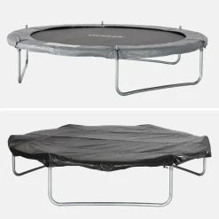 SWEEEK - Trampoline 250 cm. Gris. Avec filet de protection. Bâche. Filet pour chaussures. Kit d鈥檃ncrage