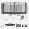 SWEEEK - Trampoline 490cm gris avec filet de protection. Échelle. Bâche. Filet pour chaussures. Kit d'ancrage