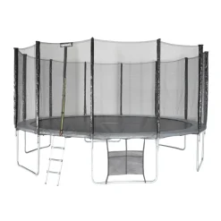 SWEEEK - Trampoline 490cm gris avec filet de protection. Échelle. Bâche. Filet pour chaussures. Kit d'ancrage