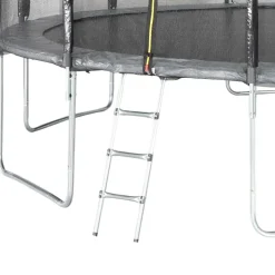 SWEEEK - Trampoline 490cm gris avec filet de protection. Échelle. Bâche. Filet pour chaussures. Kit d'ancrage