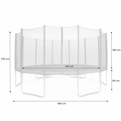 SWEEEK - Trampoline 490cm gris avec filet de protection. Échelle. Bâche. Filet pour chaussures. Kit d'ancrage