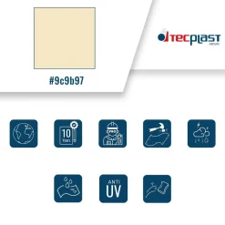 TECPLAST - Bâche brise vue sans oeillets 3x3 m xp640bv ivoire - garantie 10 ans tecplast