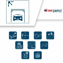 TECPLAST - Bâche carport micro-perforée tecplast mp460cp 4x5 m - verte - garantie 5 ans