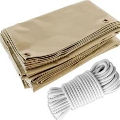 TECPLAST - Pack toile pergola beige foncé 3x4 m tecplast lp506pr + sandow blanc 20m