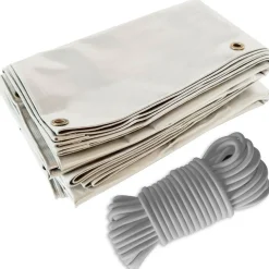TECPLAST - Pack toile pergola blanc crème 3x4 m tecplast lp506pr + sandow gris 20m