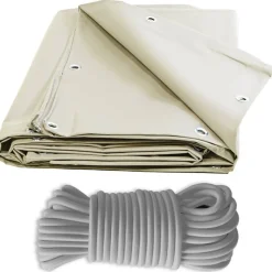 TECPLAST - Pack toile pergola ivoire 3x4 m tecplast xp640pr + sandow gris 20m