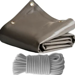 TECPLAST - Pack toile pergola taupe 3x4 m tecplast lp640pr + sandow gris 20m