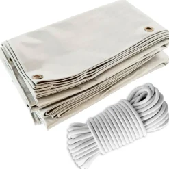 TECPLAST - Pack toile pergola blanc crème 3x4 m tecplast lp506pr + sandow blanc 20m