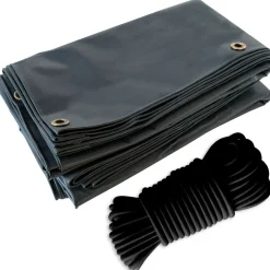 TECPLAST - Pack toile pergola gris anthracite 3x4 m tecplast lp506pr + sandow noir 20m