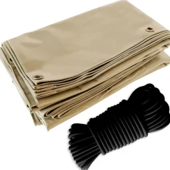 TECPLAST - Pack toile pergola beige foncé 3x4 m tecplast lp506pr + sandow noir 20m