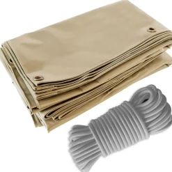 TECPLAST - Pack toile pergola beige foncé 3x4 m tecplast lp506pr + sandow gris 20m