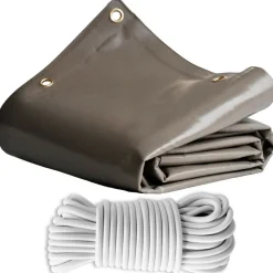 TECPLAST - Pack toile pergola taupe 3x4 m tecplast lp640pr + sandow blanc 20m