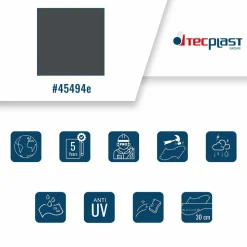 TECPLAST - Toile pergola tecplast lp506pr 4x6 m - gris anthracite - garantie 5 ans