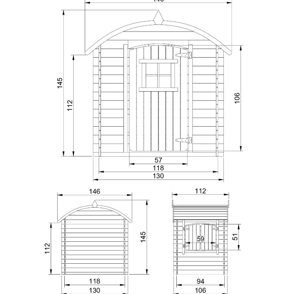 TIMBELA - Maison en bois pour enfants - 1.1m2 - 112 x 146 cm - sans plancher - M505-1