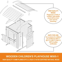 TIMBELA - Maison en bois pour enfants - 1.1m2 - 112 x 146 cm - sans plancher - M505-1