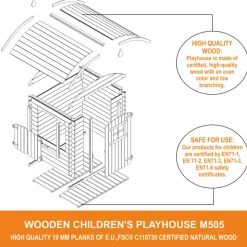 TIMBELA - Maison en bois pour enfants - 1.1m2 - 112 x 146 cm - avec plancher - M505