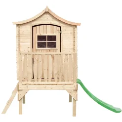 TIMBELA - Maisonnette en bois avec toboggan 1.1 m2 - 175 x 146 x h212 cm - maison jardin enfant exterieur bois - M550A