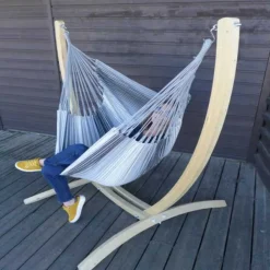 TROPICAL INFLUENCES - Hamac chaise avec support paquito 3 gris xl