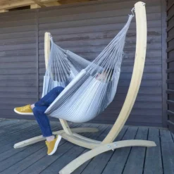 TROPICAL INFLUENCES - Hamac chaise avec support paquito 3 gris xl