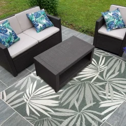 UNAMOURDETAPIS - Tapis extérieur, kilim reversible 160x230 lyn2 am reversible vert et crème