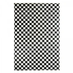 UNAMOURDETAPIS - Tapis extérieur, kilim reversible 200x290 motif damier lyn2 x reversible noir et blanc