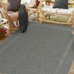 UNAMOURDETAPIS - Tapis extérieur 80x200 tissé kilim gris squarext