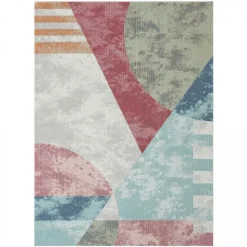 UNAMOURDETAPIS - Tapis extérieur 120x160 tissé kilim bleu et orange soyeux d