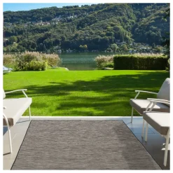 UNAMOURDETAPIS - Tapis extérieur 160x220 tissé kilim gris foncé chinaio