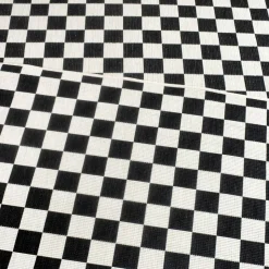 UNAMOURDETAPIS - Tapis extérieur, kilim reversible 200x290 motif damier a reversible noir et blanc