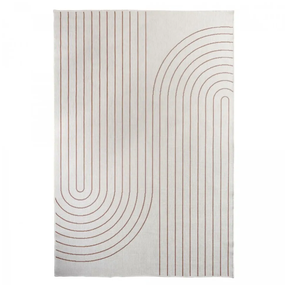 UNAMOURDETAPIS - Tapis extérieur, kilim reversible 120x170 an reversible terracota et crème