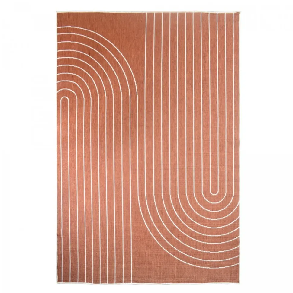 UNAMOURDETAPIS - Tapis extérieur, kilim reversible 120x170 an reversible terracota et crème