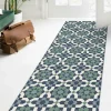 UNAMOURDETAPIS - Tapis extérieur 80x200 tissé kilim vert et bleu casada 14