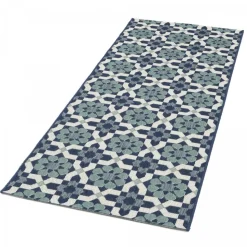 UNAMOURDETAPIS - Tapis extérieur 80x200 tissé kilim vert et bleu casada 14