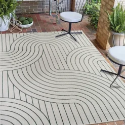 UNAMOURDETAPIS - Tapis extérieur, kilim reversible 200x290 bc reversible vert et crème