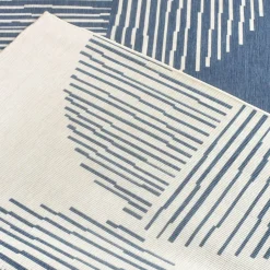 UNAMOURDETAPIS - Tapis extérieur, kilim reversible 120x170 lyn2 bl reversible bleu et crème