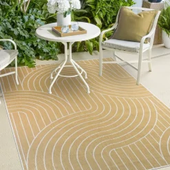 UNAMOURDETAPIS - Tapis extérieur, kilim reversible 120x170 lyn2 u reversible jaune et crème