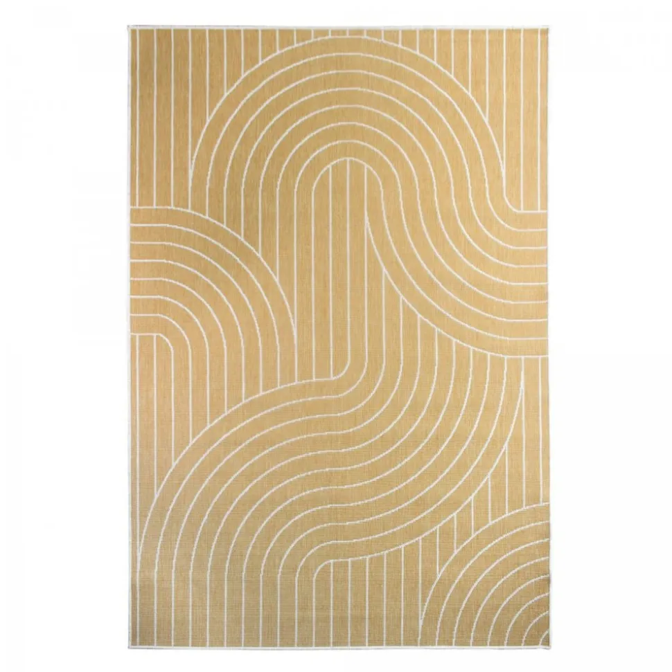 UNAMOURDETAPIS - Tapis extérieur, kilim reversible 120x170 lyn2 u reversible jaune et crème