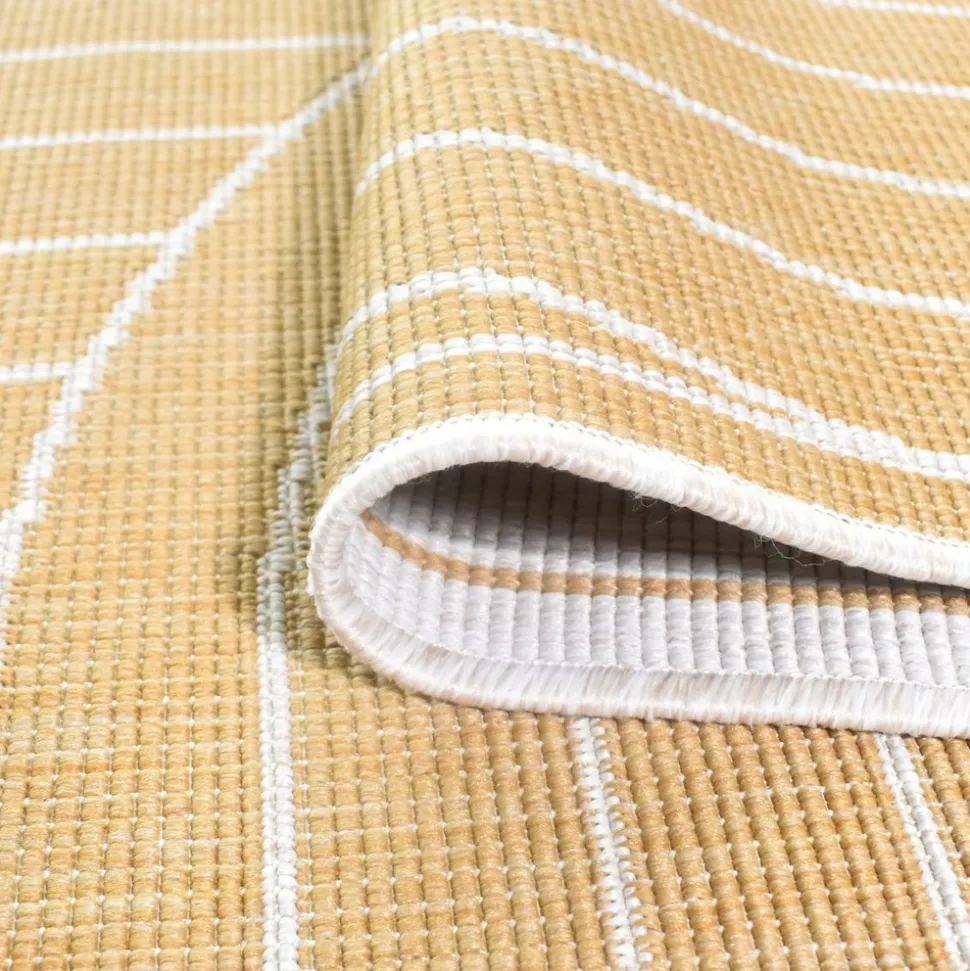 UNAMOURDETAPIS - Tapis extérieur, kilim reversible 120x170 lyn2 u reversible jaune et crème