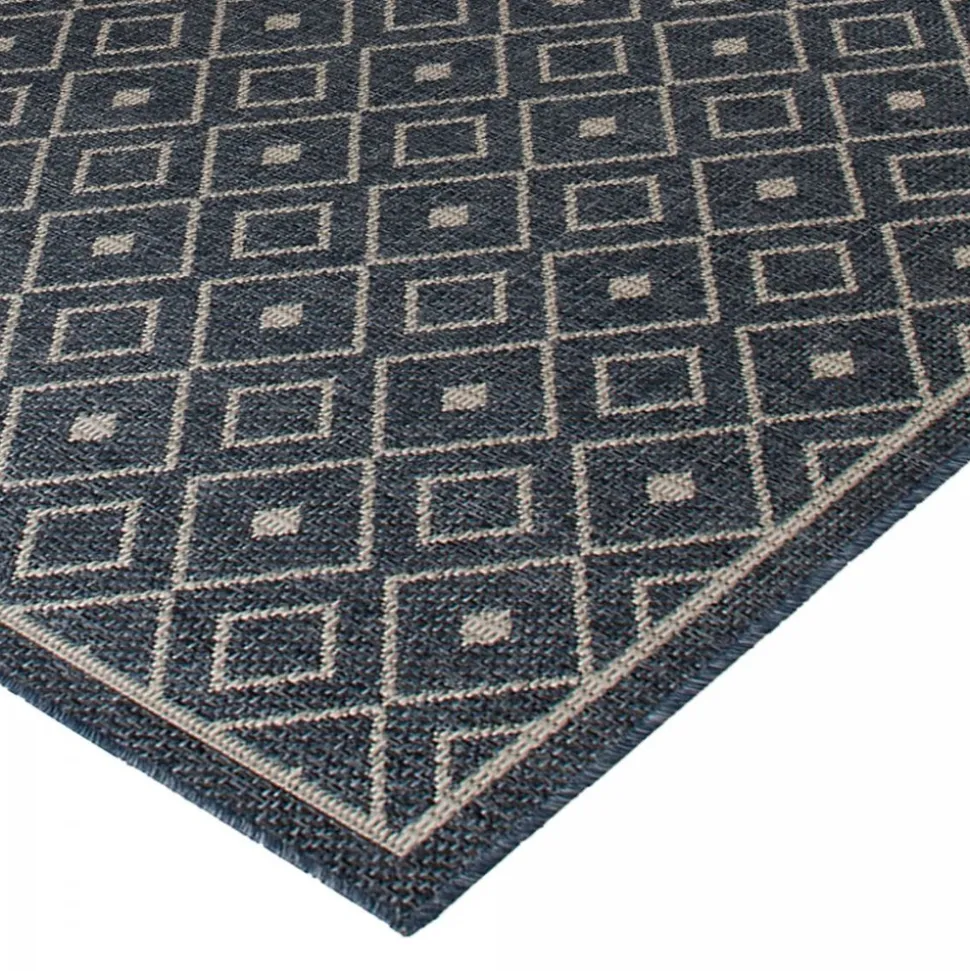 UNAMOURDETAPIS - Tapis extérieur 120x170 tissé kilim bleu babta